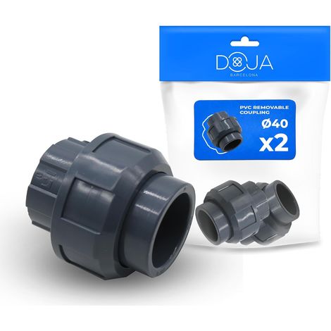 Abnehmbare PVC-Hülse – 2er-Pack – Starres graues PVC-U – 40-mm-Innengewinde-Verschraubung – Sanitär- und Bewässerungstechnik – Ø 40 mm (1/5)