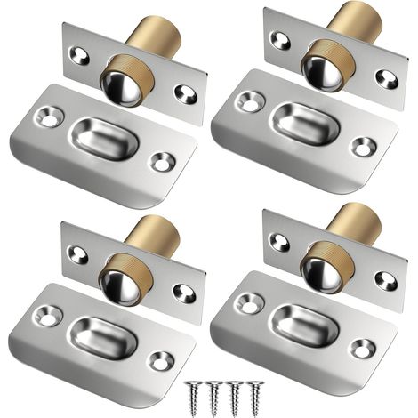 Set mit 4 verstellbaren Kugel-Türstoppern, geeignet für Innentürbeschläge, Rollenstopper für französische Türen, Einbau-Rollschließer, Türstopper für Oberlichter und verdeckte Rollenschließer für Schr