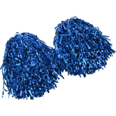 100 pompons de cheerleading avec poignée rigide, parfaits pour les fêtes, les écoles de danse, le sport, l'esprit d'équipe et le cheerleading (bleu). (1/5)
