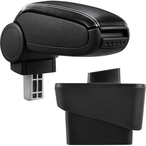 [pro.tec] Bracciolo centrale - Poggiabraccio con vano portaoggetti - imbottito - in similpelle - nero con cucitura bianca - Audi A1 (8X, da 2010) (1/5)