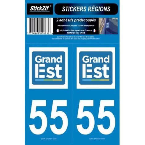 ADHESIFS REGION DEPARTEMENT 55 GRAND EST X2