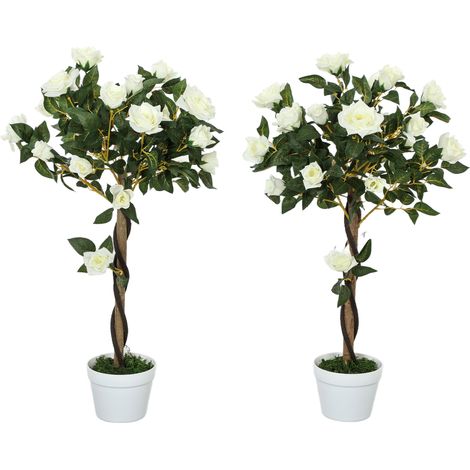 Set of Two Faux Rose Trees - White (1/5)