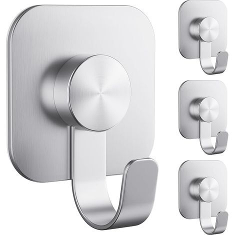 Large Self Adhesive Hooks Stainless Steel Adhesive Hooks Hanging Towel Coat Robe Key Stick Bathroom Kitchen