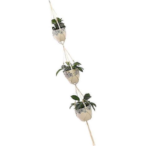 Pochette suspendue pour plantes tissée à la main, corde en coton, grande capacité de charge, couleurs assorties pour plantes d'intérieur et d'extérieur (1 pièce) (1/5)