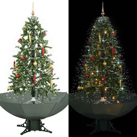 Sapin de Noël Artificiel Enneigé 170 cm avec Base Parapluie LED et Musique Vert - PANGIVO (1/5)