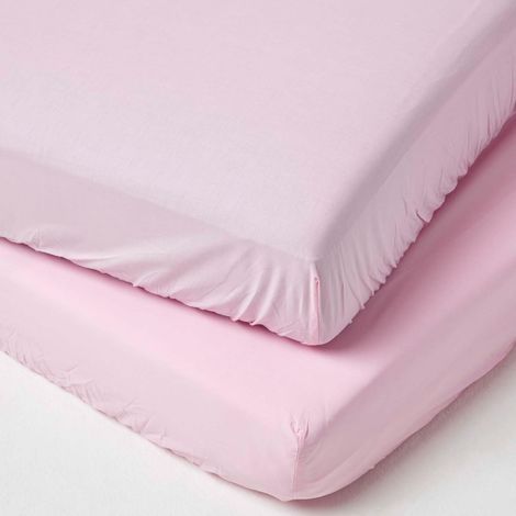 HOMESCAPES Spannbettlaken Kinderbett 70 x 140 cm, Fadendichte 200, 2er Set, rosa