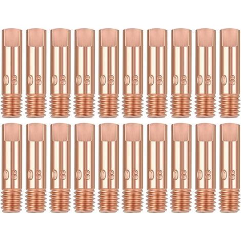 20 Pieces M6 x 25 mm Copper Contact Tip Contact Tube Gas Nozzles 0.8mm for MIG MAG 15AK Soldering Station Welding Torch Wear Accessories (1/5)