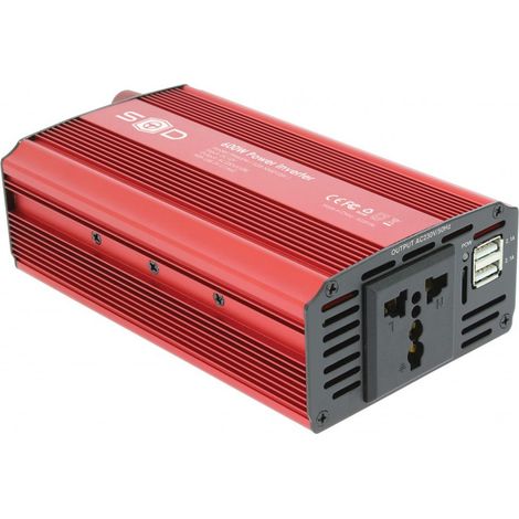 Convertisseur 12v 230v 600W Usb 2.1a2+Pinces Crocodiles (1/5)