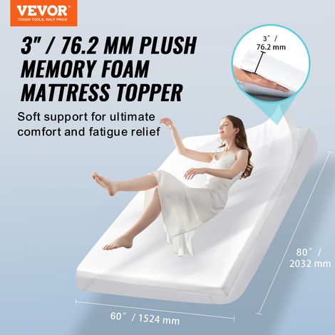Surmatelas en Mousse à Mémoire de Forme, Épaisseur 76,2 mm, avec Gel Rafraîchissant, Housse Amovible et Lavable, Emballage Compress… (1/5)