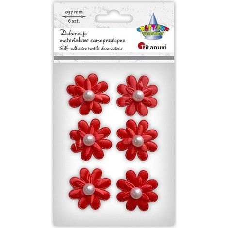 Selbstklebende Dekorationen, 3D-rote Blumen, 6 Stück