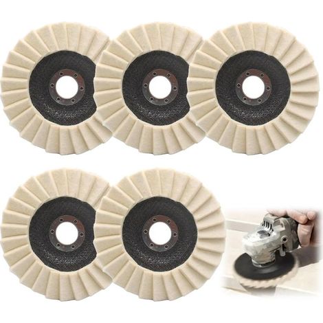 Disque Polissage 125mm x 22.2mm, 5 Pièces Disque de Polissage en Feutre, Disque a Polir pour Meuleuse, Disque de Polissage en Feutre de Laine pour Perceuse Métal Bois Pierre Marbre (1/5)