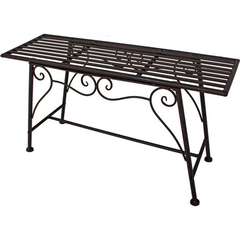 Gartenbank Sitzbank Edel Rost-Optik Metall Baum Englischer Garten Design 83 x 27 x 45cm Anthrazit, Balkonbank