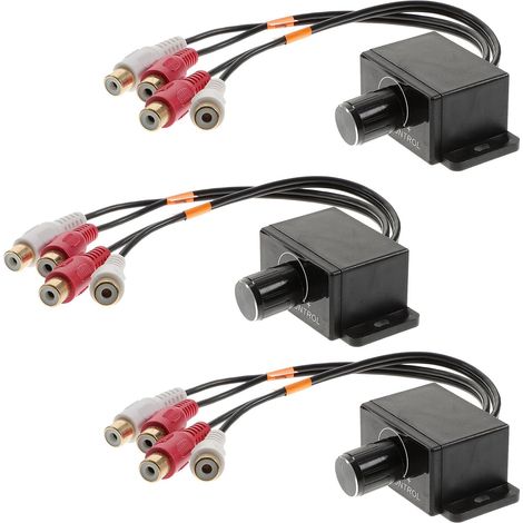 3 Pièces Bouton de Commande à Distance pour Amplificateur Audio Voiture, Réglable Contrôle des Basses, Plastique et Métal, Installation Cachée, Espacement Trou 4,4 Cm, pour (1/5)