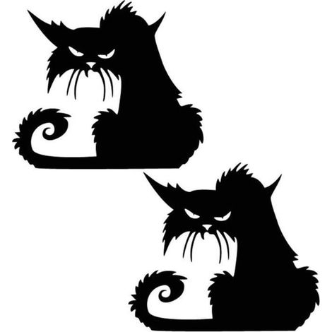 2pcs Stickers Muraux Chat Noir Halloween Stickers Muraux Autocollants Muraux Autocollants pour Fournitures de Décoration (1/4)