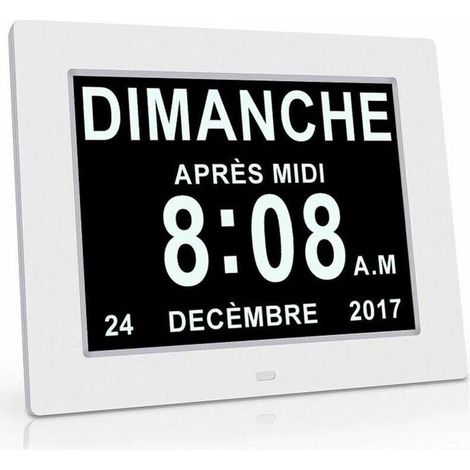 Orologio elettronico LCD da 8 pollici – Ampio display nitido – Oscuramento automatico – 8 lingue – Materiale ABS – Luminosità 350 cd/m² – Versaillesfr (1/4)
