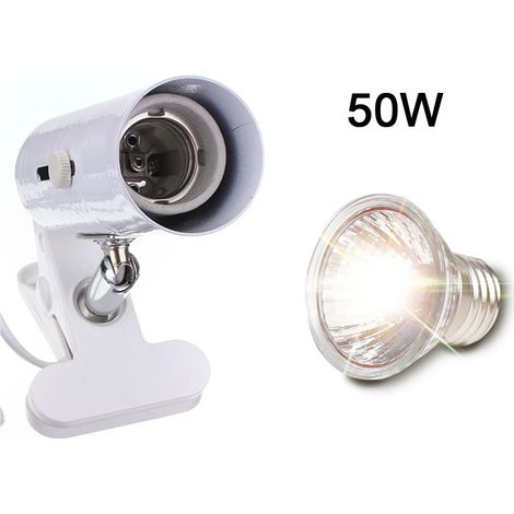 Lampe Pour Reptiles - Support Céramique Avec Pince - Lampe Chauffante Et UV UVA UVB - Pour Tortues Lézards Serpents - 1 Pièce