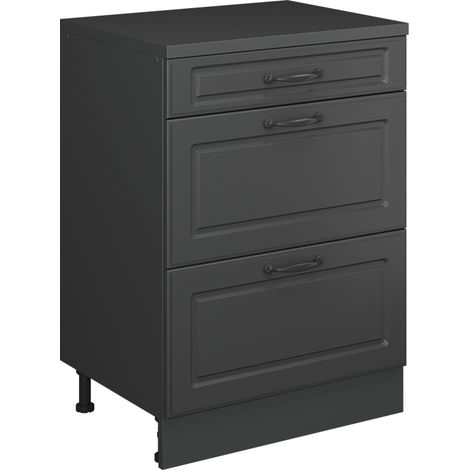 Cassettiera modulare Rion, Antracite rustico/Antracite, 60 x 46 cm senza inclinazione con 3 cassetti, Vicco (1/5)