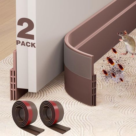 Set di 2 fermaporta, fermaporta sottoporta, striscia insonorizzante per isolamento acustico, guarnizione di tenuta per porte, 5,1 cm di larghezza x 99,1 cm di lunghezza – Marrone