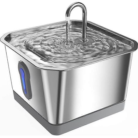 Fontaine à eau sans fil pour chats en acier inoxydable, fontaine à eau automatique pour plusieurs animaux de compagnie fonctionnant sur piles (1/5)