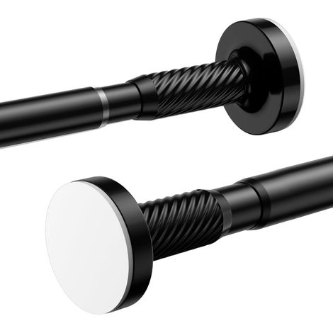 Tringle à rideau de douche télescopique sans perçage - 100 à 230 cm - Réglable - Tringle de serrage en fer et métal - Pour salle de douche, fenêtre et balcon - Noir - 1 pièce (Ø25 mm) (1/5)
