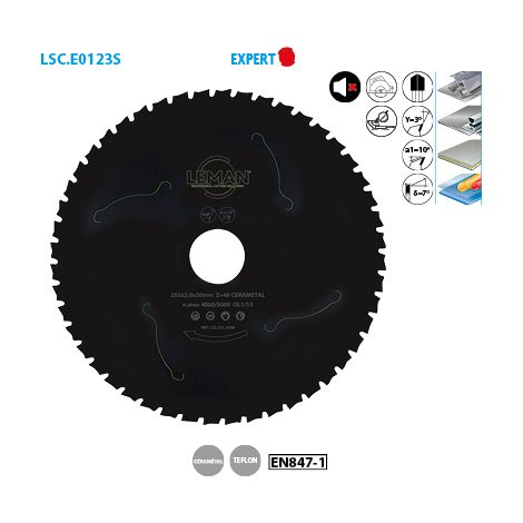 Hoja circular. cera-metal D. 160 x Al 20 mm. x 40 dientes para metales - LEMAN - 123.160.2040 (1/2)
