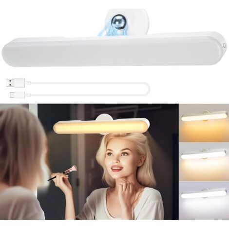 Sans Fil Miroir Coiffeuse Led Pour Miroir, Rechargeable 4000 mAh Lumiere Coiffeuse Lampe, Autocollant Lumière Coiffeuser Pivotant à 360° Amovible et Portable