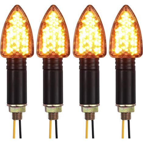 Clignotants Moto LED 15 LEDs Ambre IP65 Étanches Tige Flexible Caoutchouc Fixation M10 Universelle Kit de Remplacement pour Moto Scooter Quad (1/5)