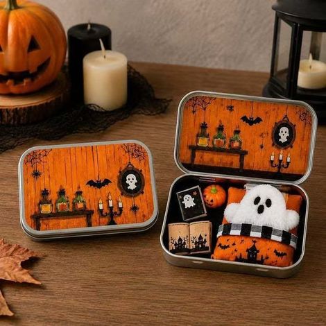 Fun and portable new Halloween Ghost Tin Box Set - Halloween Ghost Tin Box - C -