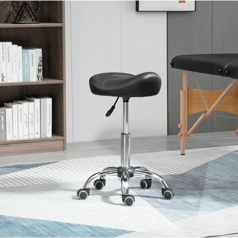 Tabouret de salon réglable à roulettes noir OKMYHOME (1/4)