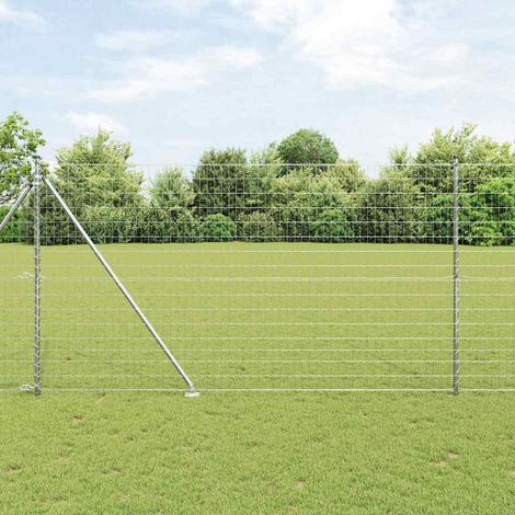 Zaun mit Pfosten Silber 1,5 x 10 m Stahl