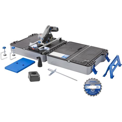 12V Station de Sciage Portative avec 1x Scie compacte sans fil 12V, 1x Station de sciage, 1x lame multi-matériaux, 1x guide de coupe, 2x Serre-joints (1/5)