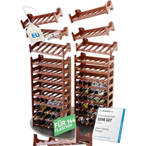 Casier à bouteilles modulaire marron 144 bouteilles empilable