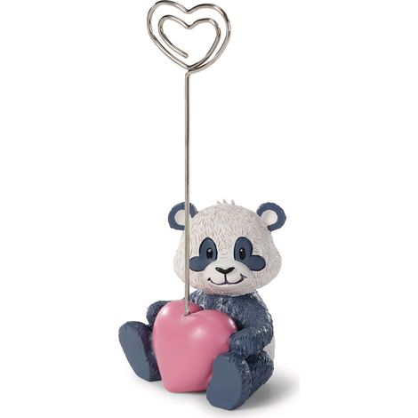 Porte-photo Love Panda, en polyrésine, noir, 11, clip mémo, porte-cartes en forme de cœur, décoration de table pour fêtes, anniversaires et mariages (1/5)