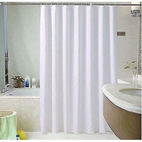 Ecleanfy - Rideau de douche blanc simple - 180 x 220 cm - Extra long Stcyv (1/4)