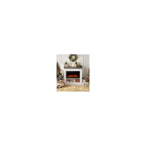 Chimenea électrique moderne : flamme 3D multicolore réglable, calefaction + rangement, télécommande programmable (1/5)