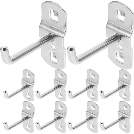 12 PièCes Crochets Pour Panneaux PerforéS En MéTal Argenté 5Cm - Organisateur IdéAl Pour Outils Accessoires Et DéCorations Dans Garage Cuisine Et Magasin (1/5)