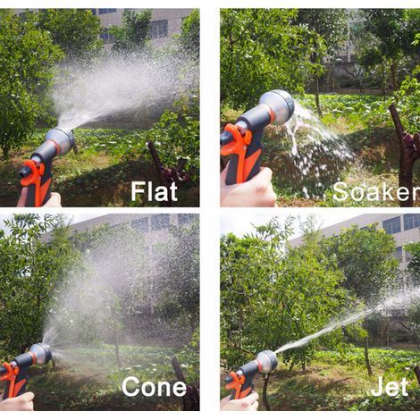 Lance d'arrosage haute pression, pistolet à main réglable 8 modes pour jardin, lavage voiture, bain animaux. (1/5)