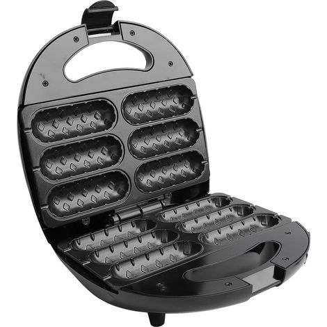 Machine à rouler les saucisses, machine à corn dog de 850 watts avec revêtement antiadhésif, machine à hot dog pouvant faire 6 bâtonnets de hot dog en même temps, pochettes à pizza, petits pains chaud (1/5)