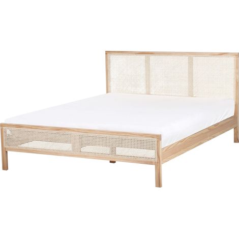 Bed Pine Wood SALERNAS 160 x 200 cm (EU King Size) Light Brown