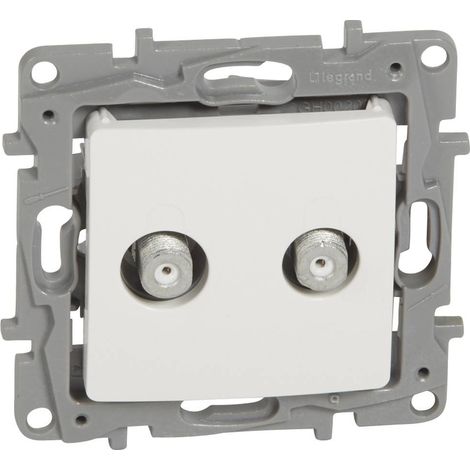 Prise TV double pour réseaux câblés Niloé type 'F' à visser Pur LEGRAND 664766