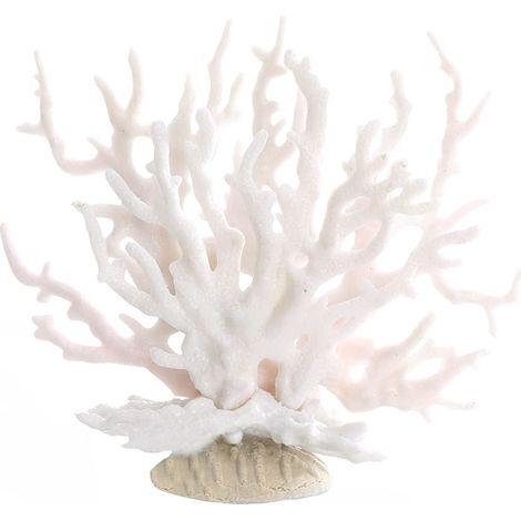 Décoration corail artificiel bleu blanc pour aquarium – Résine écologique, ornement réaliste – Accessoire d’aquascaping, plante décorative – Compatible eau douce/marine – CT107 blue white (1/5)