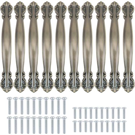 Set mit 10 Vintage-Antik-Bogen-Schrankgriffen – 14,5 cm lange Möbeltürgriffe, Vintage-Möbelgriff, Vintage-Möbeltürgriff, Vintage-Türgriff (96 mm Abstand zwischen den Löchern) – bronzegrün - Crezuo
