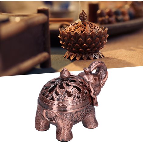 Multifunktionaler, erhöhter Elefanten-Räucherstäbchenhalter – Zinklegierung mit grüner Patina – 520 g, 16 x 13 x 11 cm – Mano (1/5)