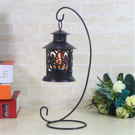 Tragbarer Kerzenhalter – Pendelleuchte für romantische Dekoration (Eisen, Schwarz/Weiß, 230 mm x 55 mm) – 1 Stück