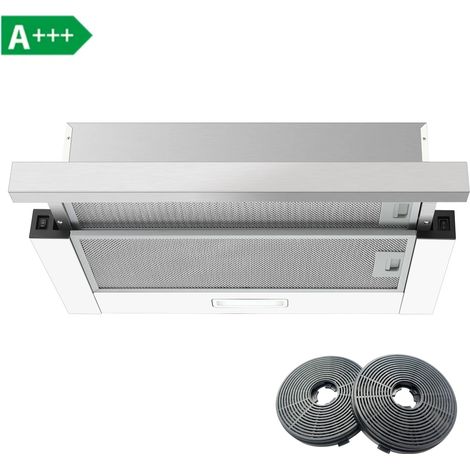 Hotte aspirante encastrable 60 cm – Filtre télescopique – Débit 400 m³/h – Classe A+++ – Éclairage LED – Mode recyclage/évacuation
