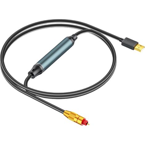 Adaptateur audio USB, câble audio optique, 2 m, prise femelle, câble convertisseur audio pour ordinateur portable, connecteur fibre optique, connecteur USB A vers fibre optique SPDIF (1/5)