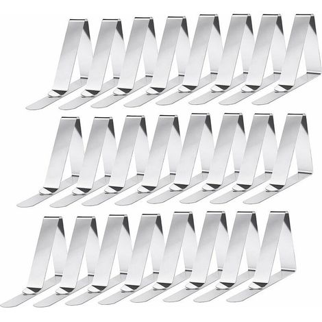 Lot de 24 pinces à nappe en inox - clips de table 7,5 x 4,5 cm - fixation efficace pour événements et pique-niques - argent (1/5)