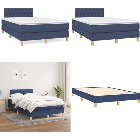 Boxspringbett mit Matratze Blau 120x190 cm Stoff - Boxspringbett - Doppelbett - Schlafraum - Blau - Bettauflage - Home & Living