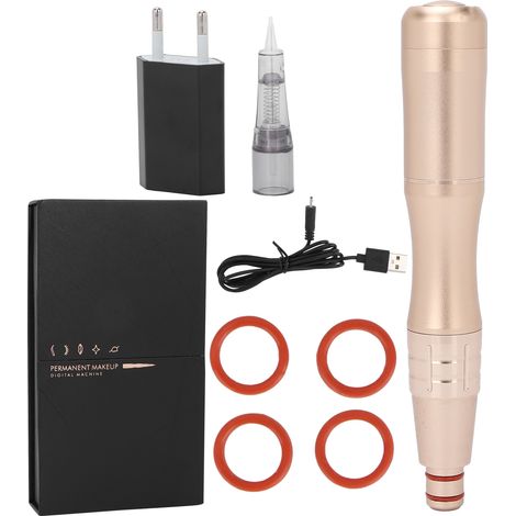 Machine à microblading Strong Power pour sourcils, lèvres et eye-liner, prise UE 100-240V, couleur or champagne (1/5)