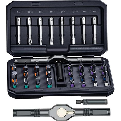 Tournevis de Precision, Set de Tournevis Multi-Embouts avec Étui de Rangement, 42 en 1 Jeu de Tournevis Magnétiques Multi-Embouts avec 40 Embout, Convient pour L'assemblage de Meubles, Etc. (1/5)